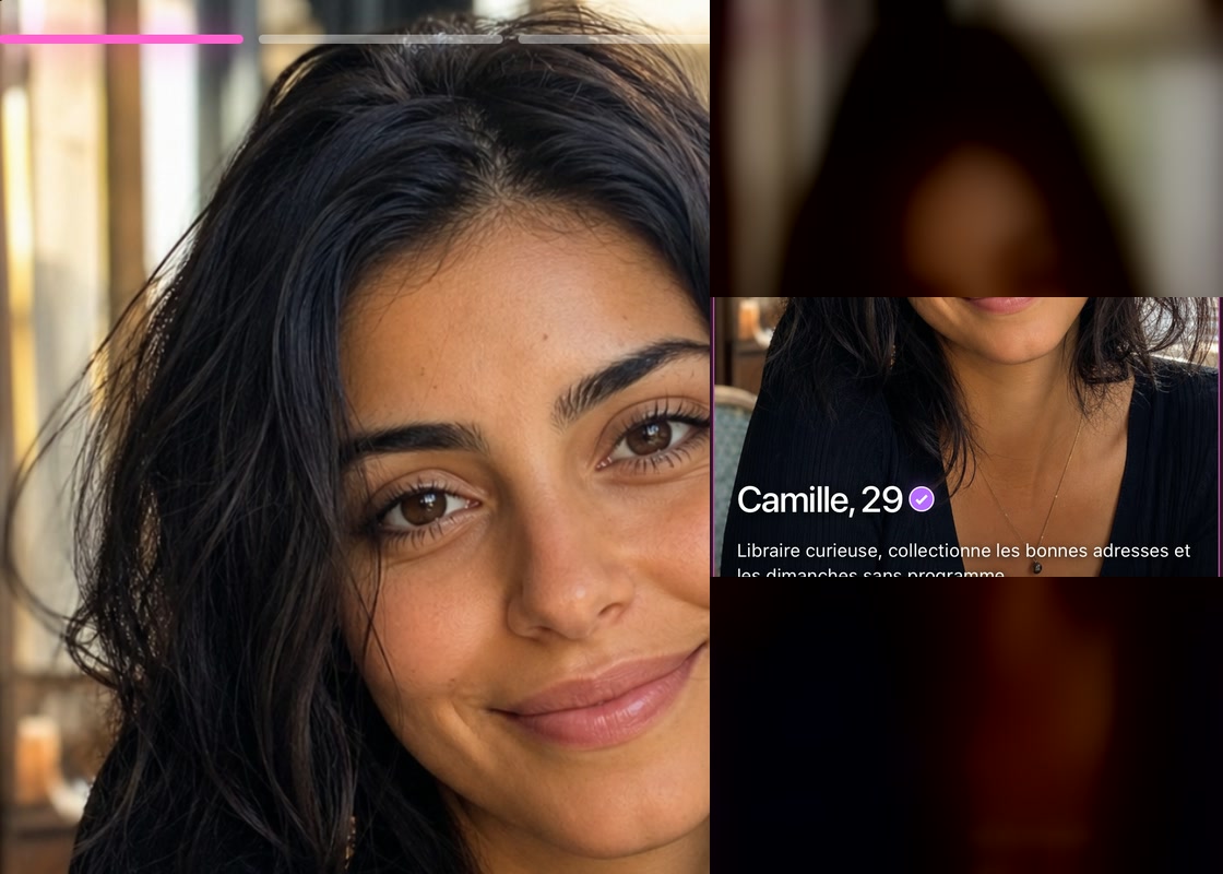 Profil synthétique Camille avec badge vérifié Juste